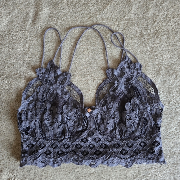 Free People Adella Bralette Charcoal Size Large - Picture 3 of 12